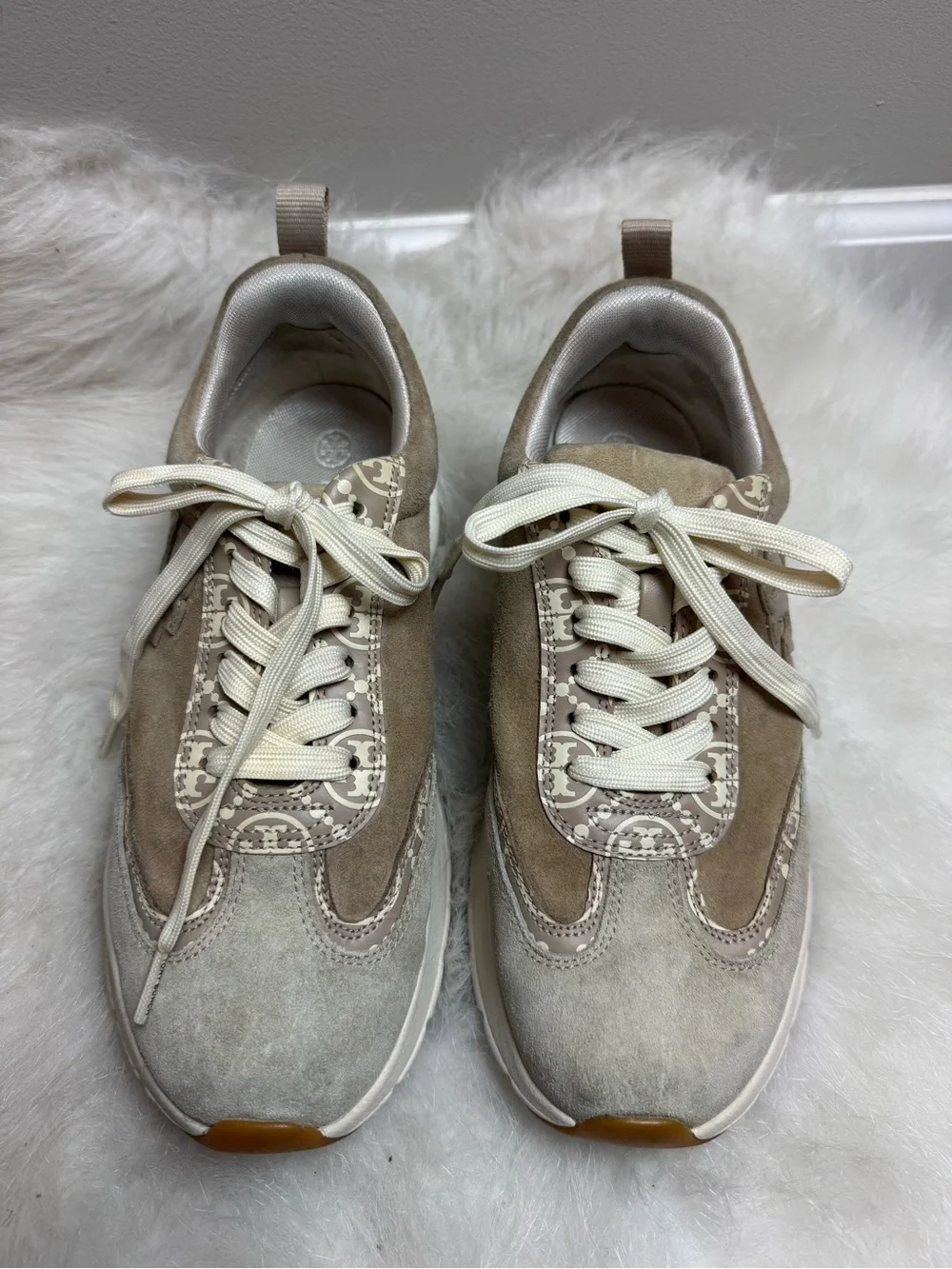 Tory Burch Suede Monogram Good Luck Trainer Chunky Sneaker